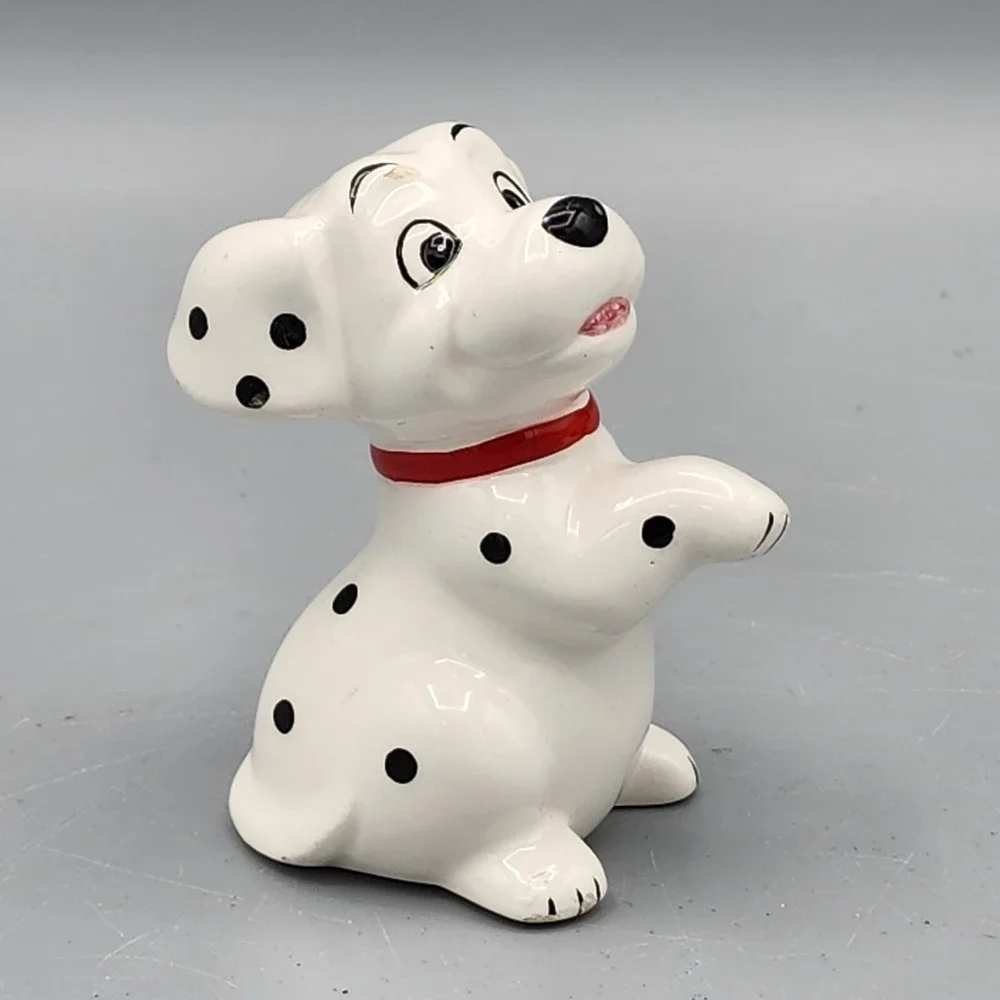 Vintage Porcelain Disney Dalmatian Dog Puppy Figurine Red Collar China